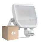Confezione Multipack 4x Ledvance Proiettore LED Aluminium Bianca 41W 6000lm 100D - 840 Bianco Freddo | IP65 - Sensore di Movimento e Luce - Simmetrico